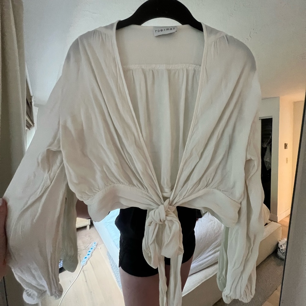 Roe + May Cropped White Long Sleeve